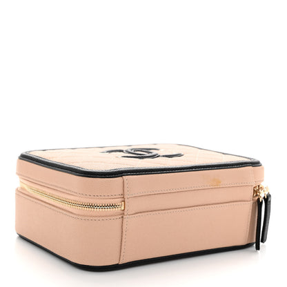 Chanel Caviar Quilted Medium CC Filigree Vanity Case Beige Black 4 of 13