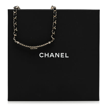Chanel Metal Lambskin Crystal CC Choker Necklace Black Gold 6 of 6