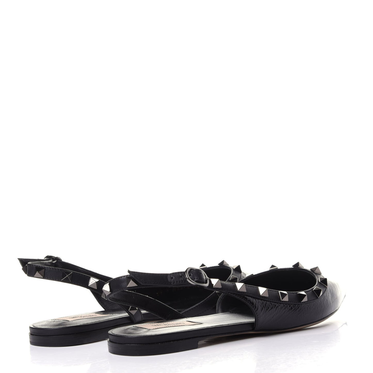 Patent Rockstud Slingback Flats 39 Black