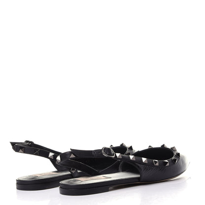 Valentino Garavani Patent Rockstud Slingback Flats 39 Black 4 of 12