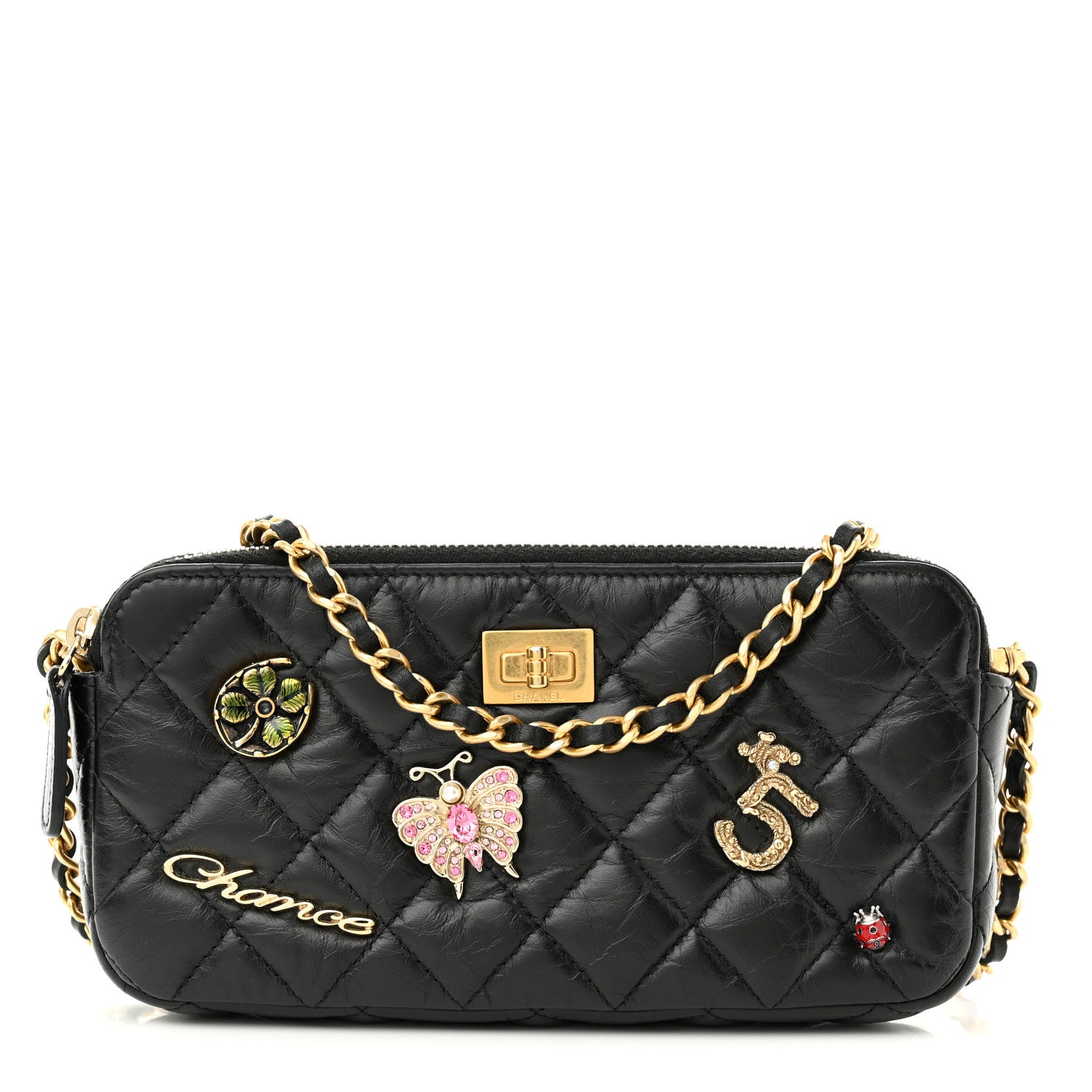Chanel Aged Calfskin Lucky Charms 2.55 Reissue Small Clutch With Chain Black 1 of 13