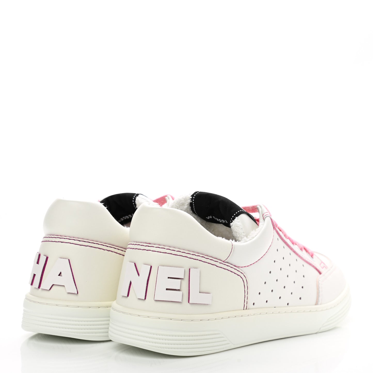 Calfskin Womens Logo Sneakers 39 White Pink