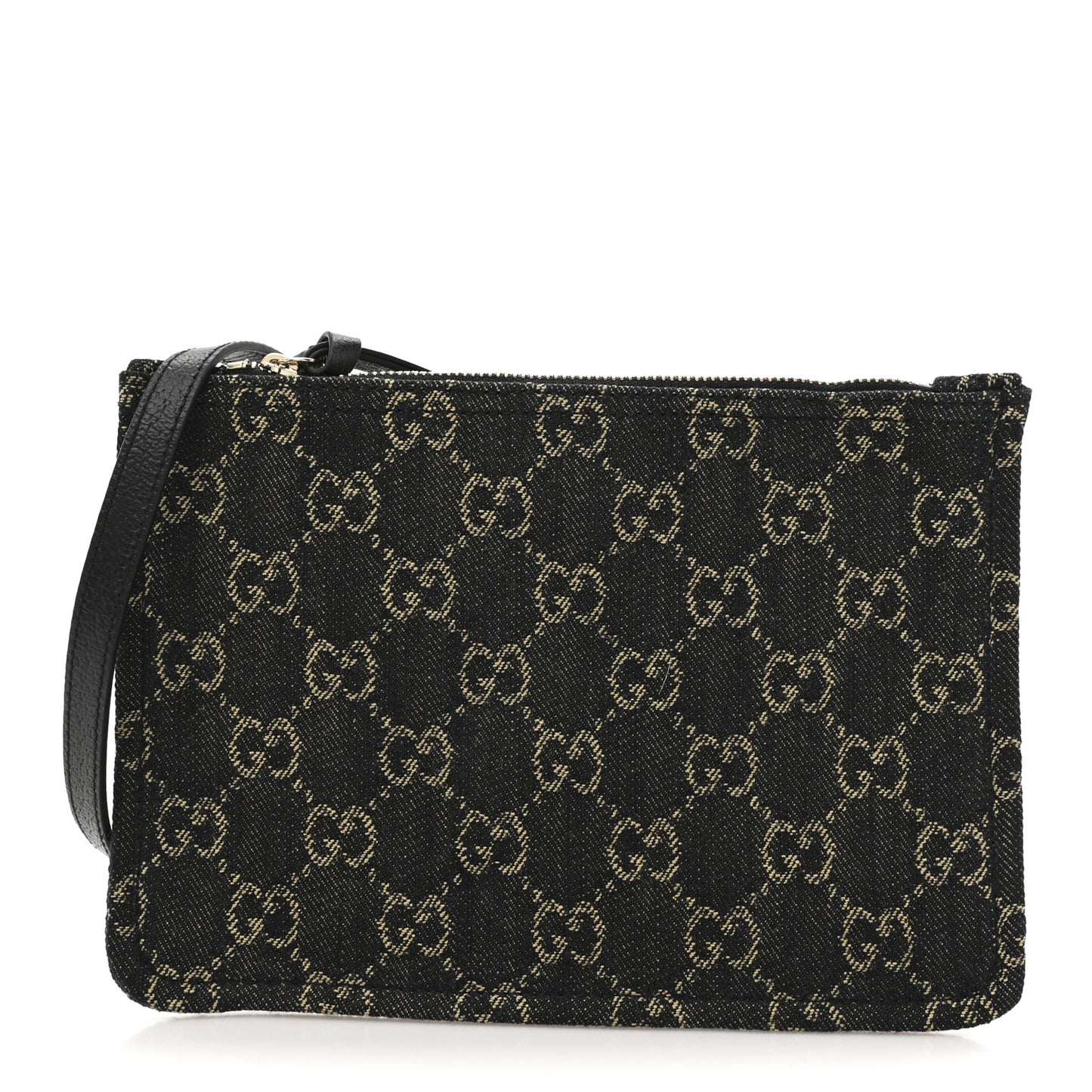 Denim GG Monogram Giglio Pouch Black White