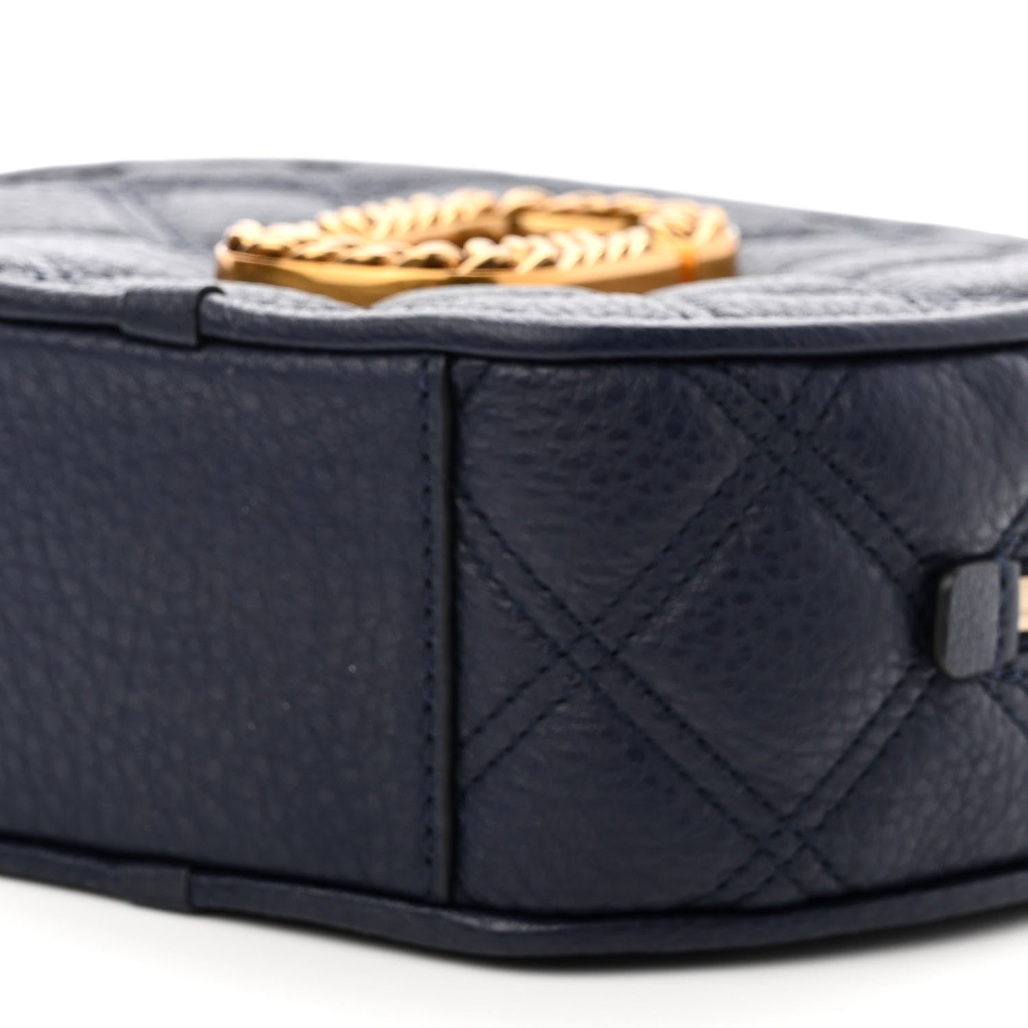 Marc Jacobs Grained Calfskin Quilted The Status Round Crossbody Navy 10 of 10