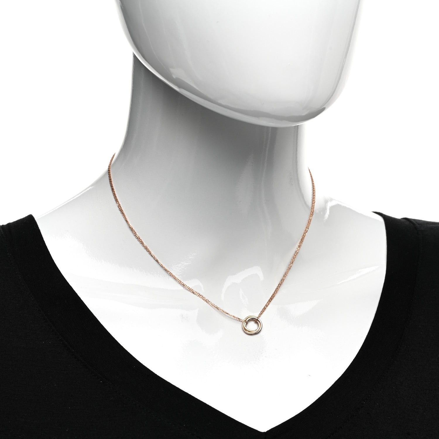 Cartier 18K Pink Yellow White Gold Trinity Double Chain Pendant Necklace 2 of 5
