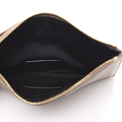 Saint Laurent Grain De Poudre Chevron Monogram Bill Pouch Dark Beige 5 of 8