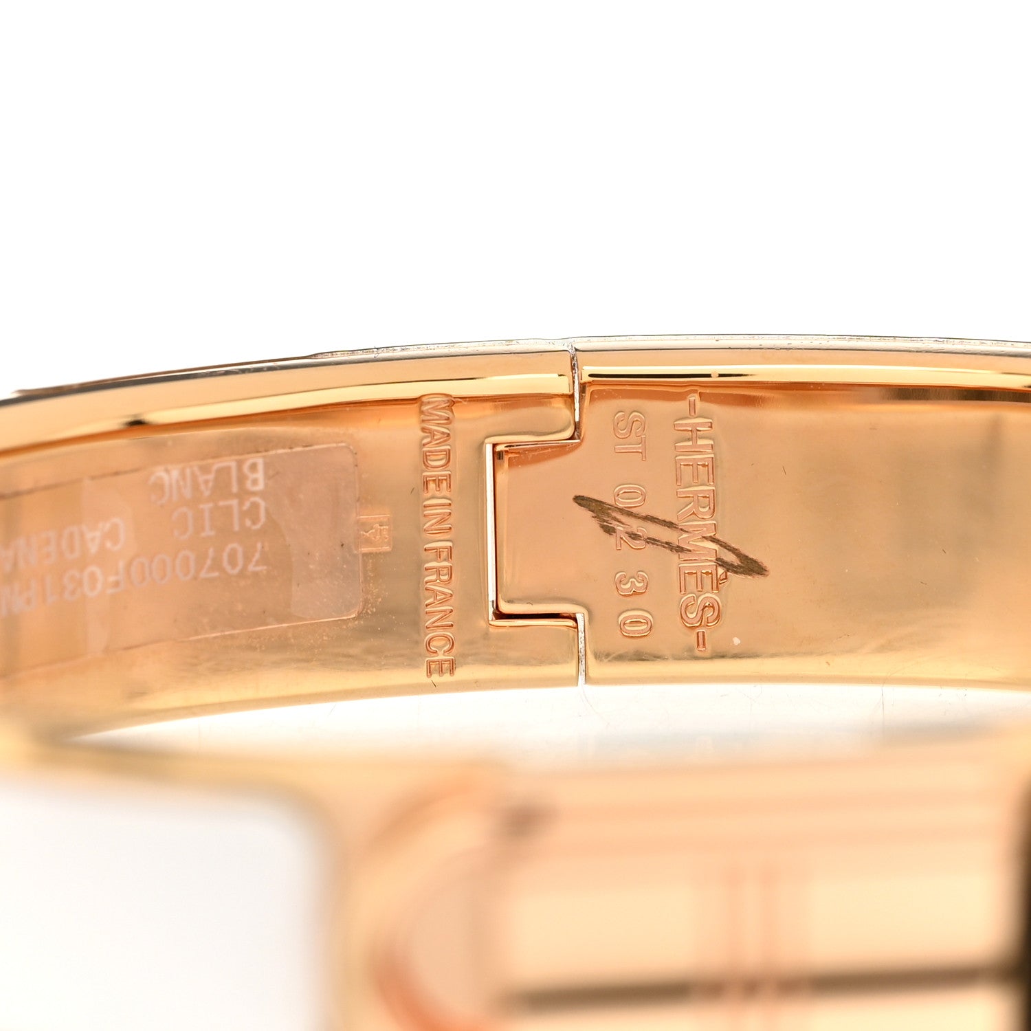 Hermes Enamel Narrow Clic Cadenas Bracelet PM White 4 of 5