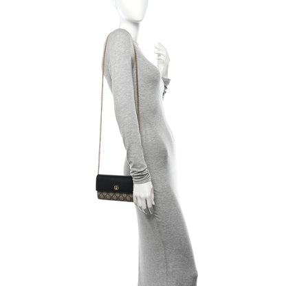 Gucci Dollar Calfskin GG Supreme Monogram Petite GG Marmont Wallet Chain Bag Black Beige Ebony 2 of 12