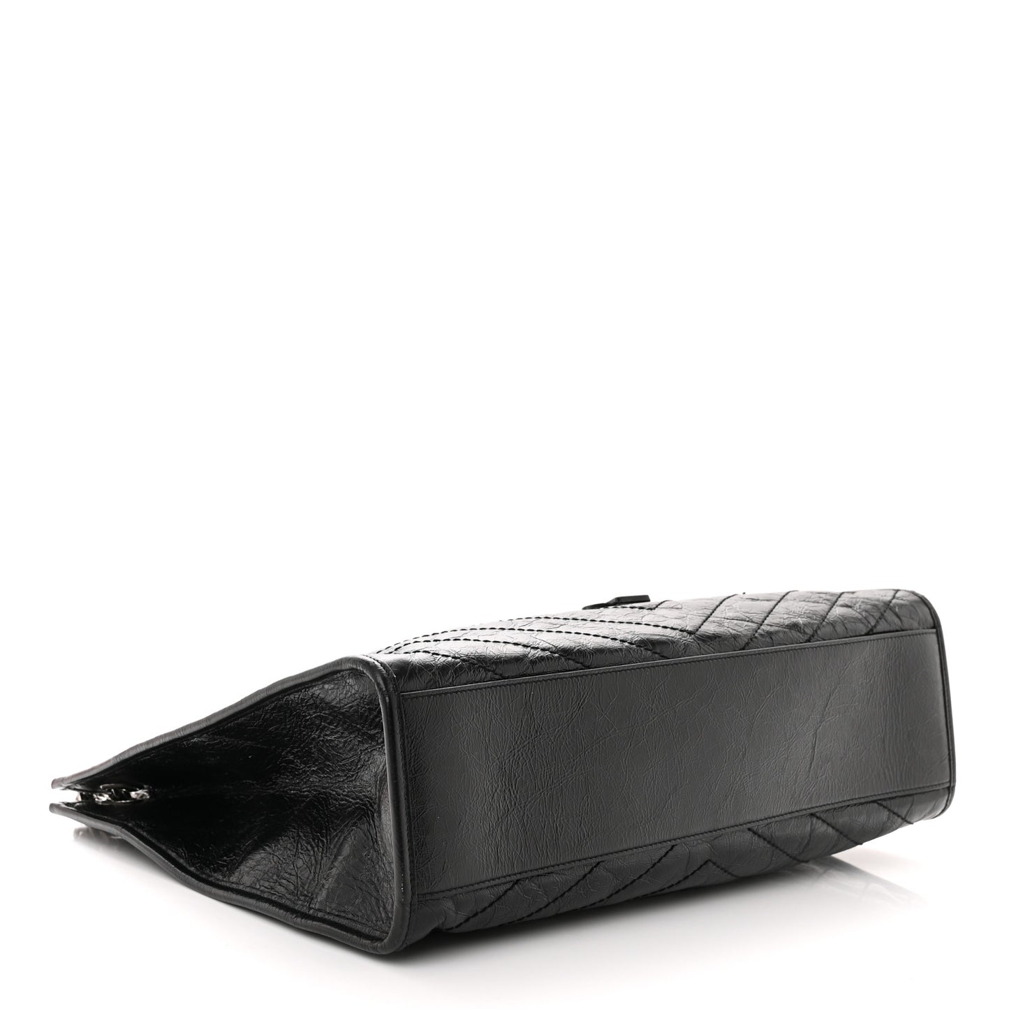 Crinkled Calfskin Matelasse Monogram Niki Shoulder Bag Black