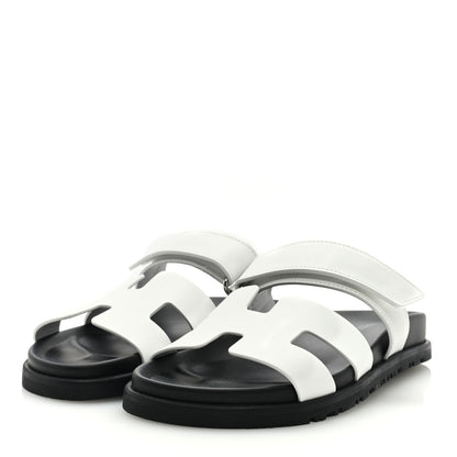 Hermes Calfskin Womens Chypre Sandals 37 White 2 of 9