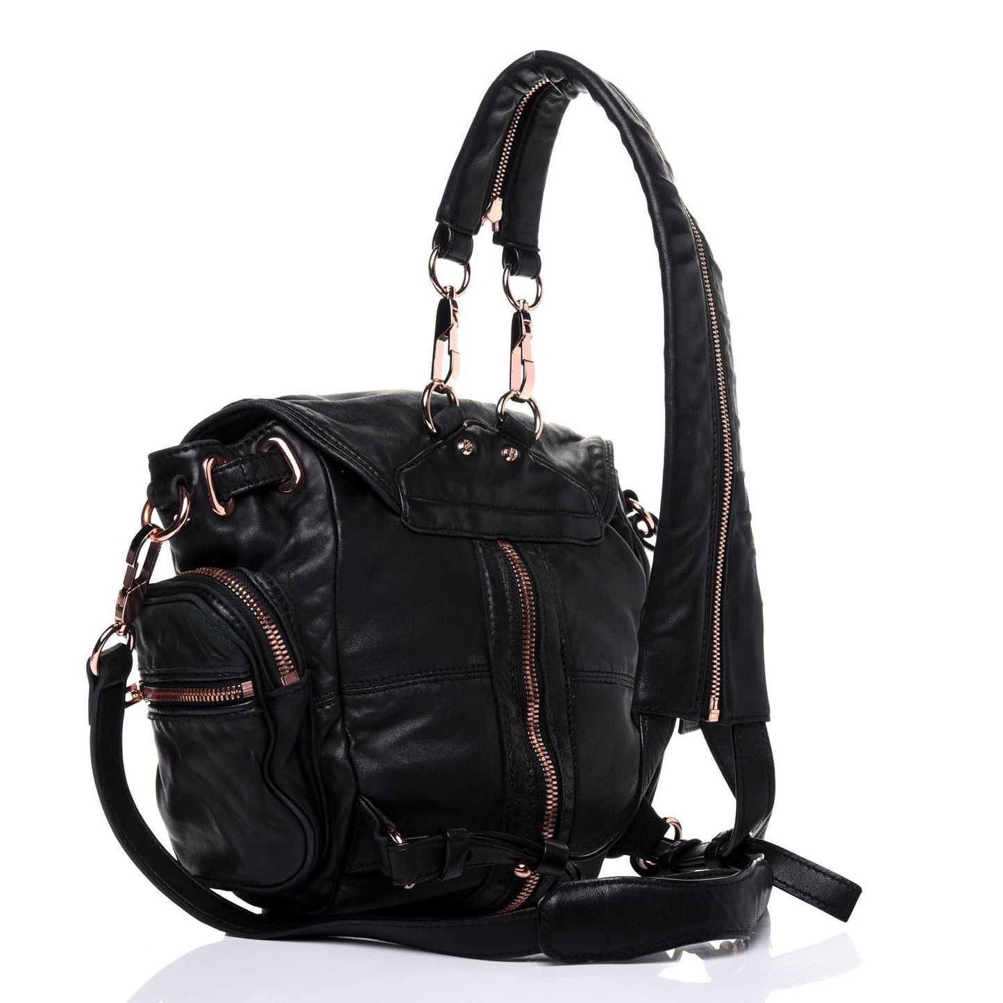 Lambskin Mini Marti Backpack Washed Black Rose Gold Hardware