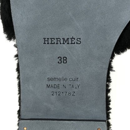 Hermes Woolskin Oran Sandals 38 Black 6 of 8