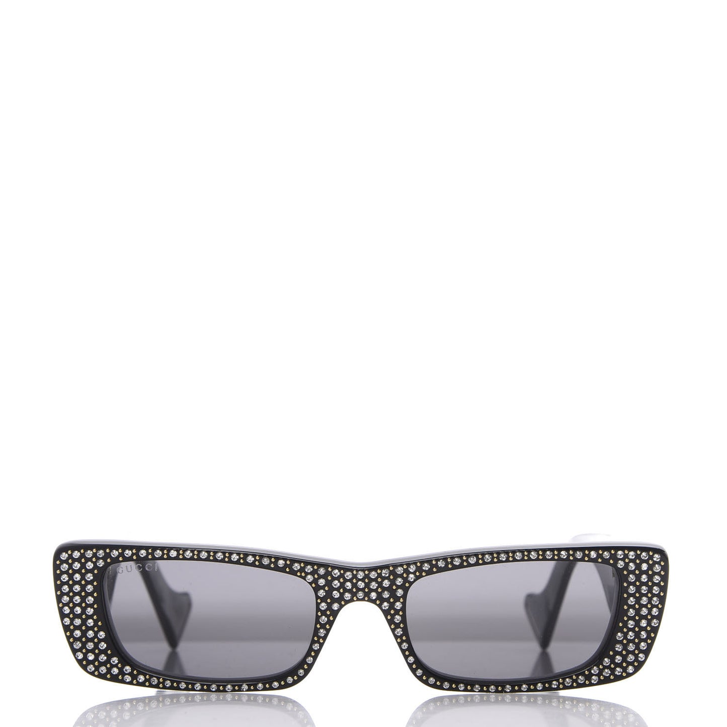 Acetate Rectangular Crystal Sunglasses GG0516S Black