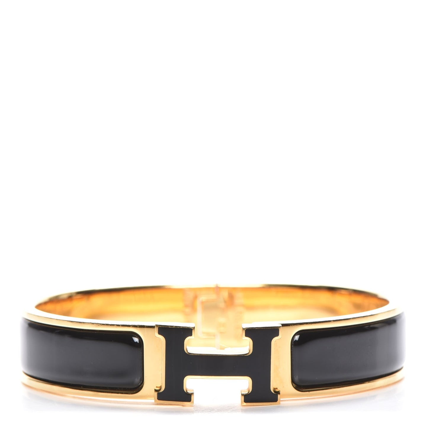 Enamel Narrow Clic Clac H Bracelet PM Black