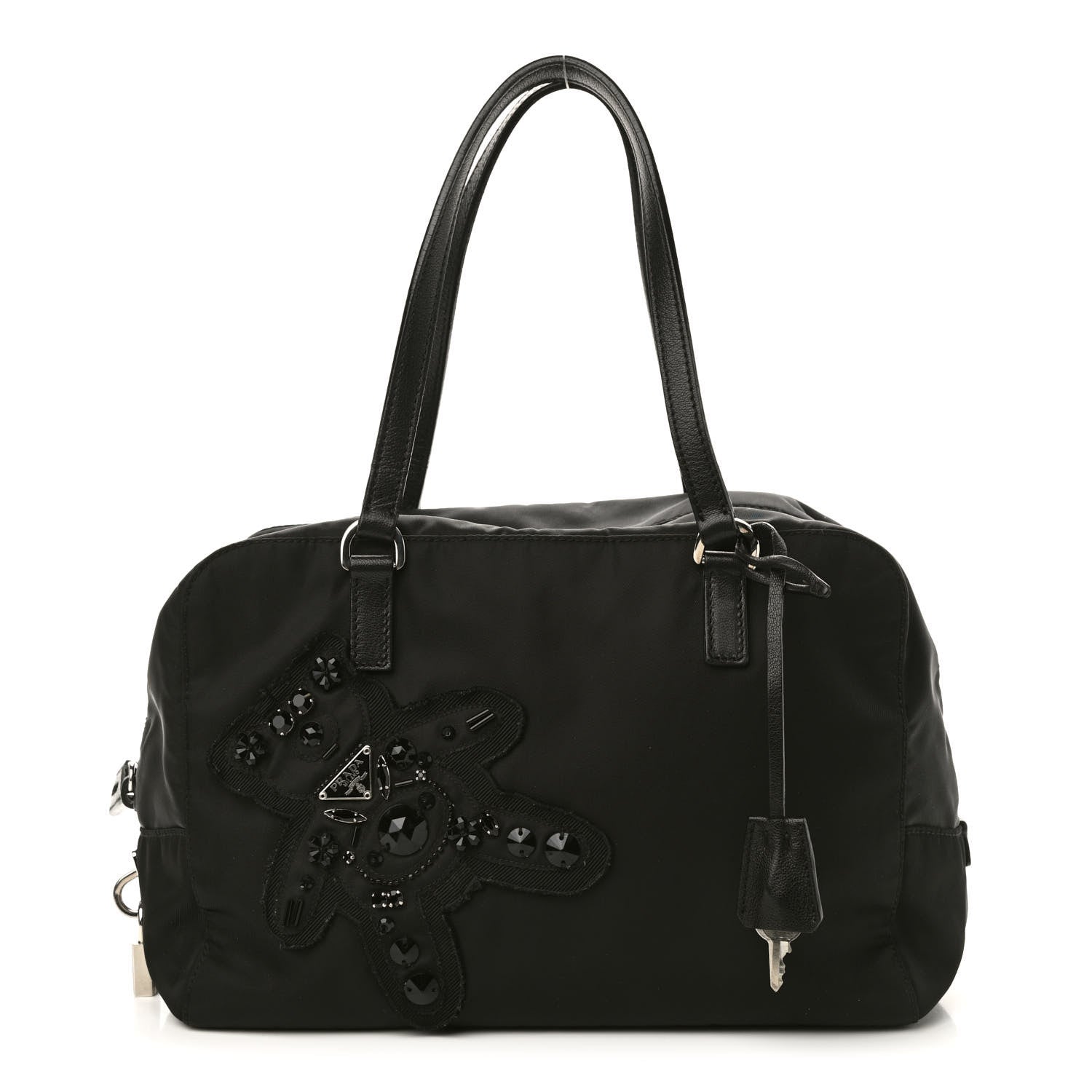 Prada Tessuto Nylon Raso Bear Small Handle Bag Black 1 of 10