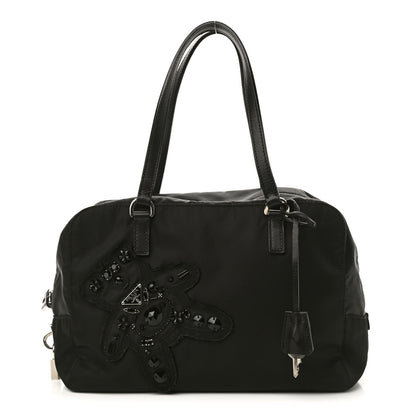 Prada Tessuto Nylon Raso Bear Small Handle Bag Black 1 of 10