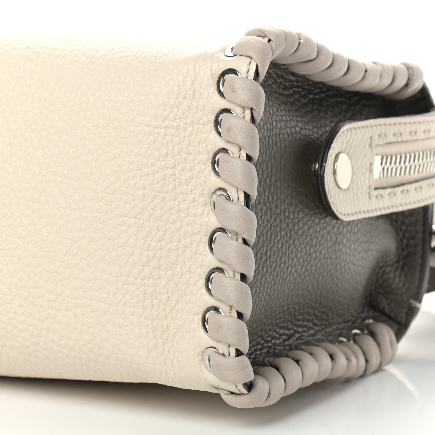 Fendi Cuoio Romano Selleria Vitello Dolce Lace Up Lei Boston Tote Camelia Milk Grigio Polvere 9 of 11
