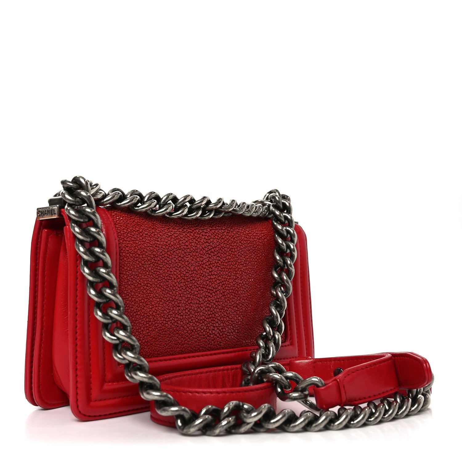 Chanel Galuchat Stingray Small Boy Flap Red 2 of 9