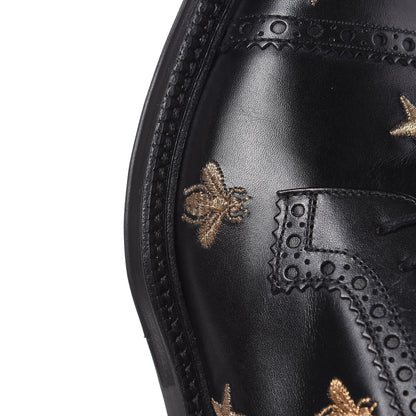 Gucci Calfskin Bee Star Embroidered Mens Captoe Derby Loafers 7.5 Black 9 of 10