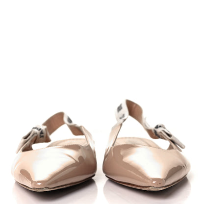 Christian Dior Patent Ribbon J'Adior Slingback Ballet Flats 40 Nude 2 of 9