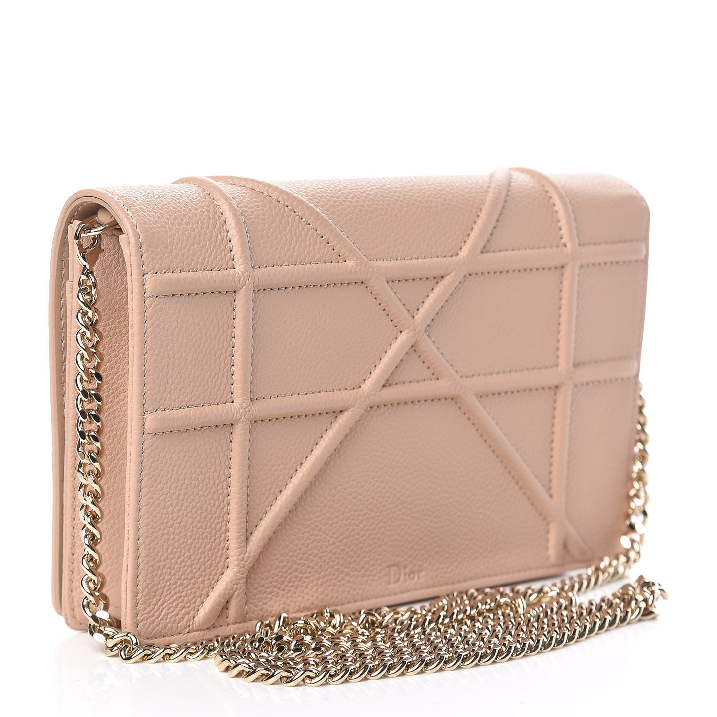 Grained Calfskin Diorama Wallet on Chain Pouch Nude