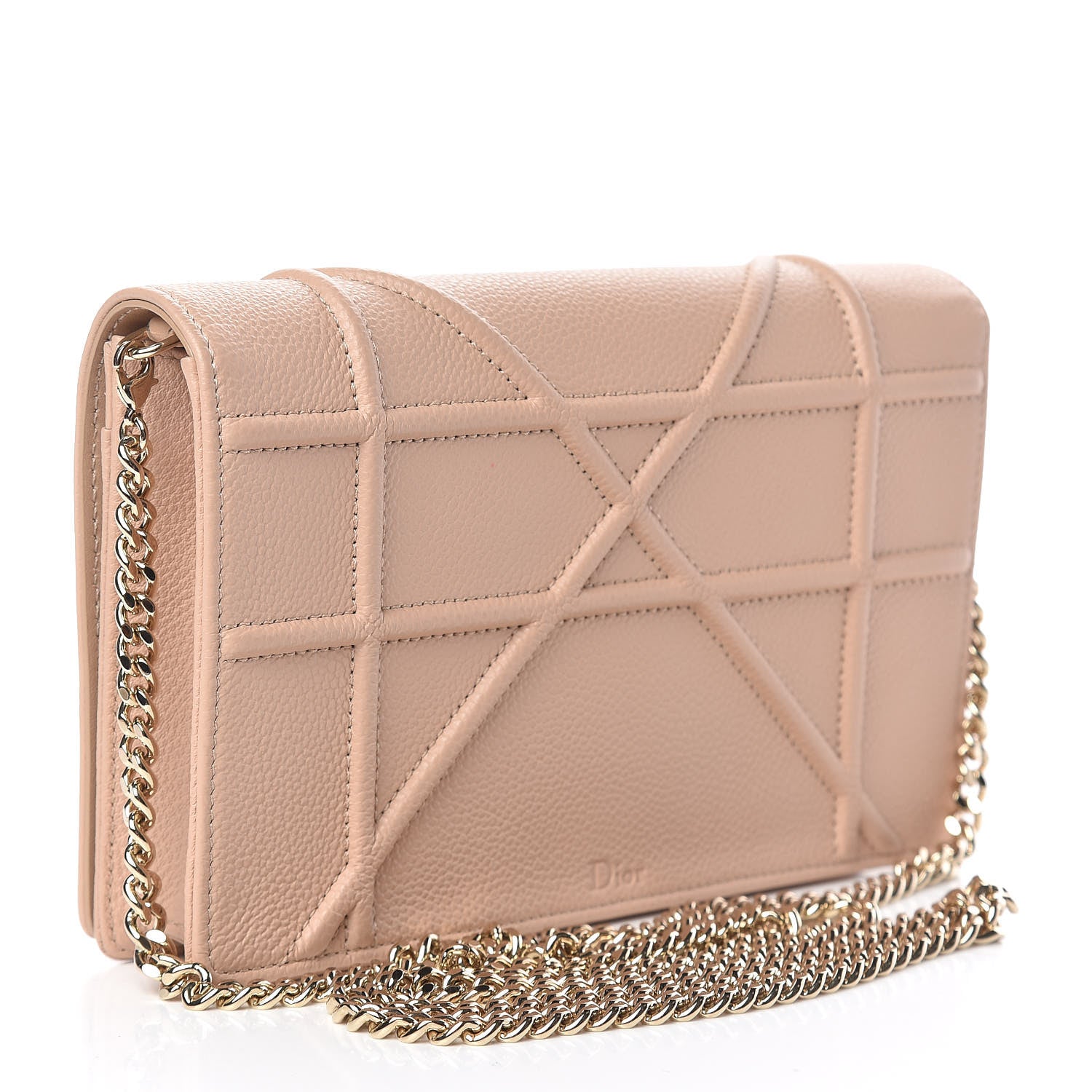 Christian Dior Grained Calfskin Diorama Wallet on Chain Pouch Nude 3 of 10