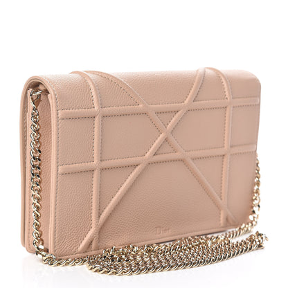 Christian Dior Grained Calfskin Diorama Wallet on Chain Pouch Nude 3 of 10