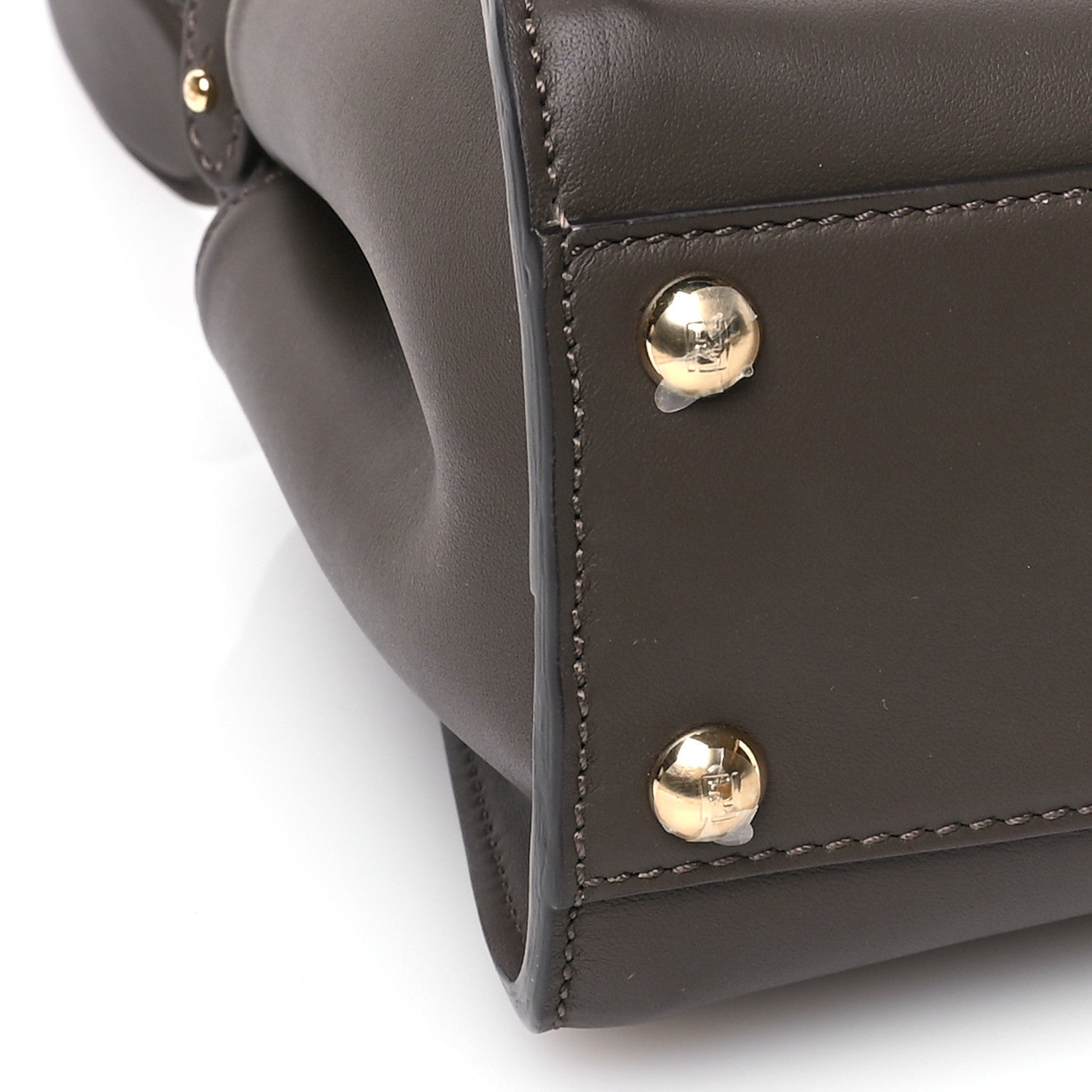 Fendi Vitello Seta Suede FF Mini Peekaboo Iconic Satchel  Chocolate Sigaro Marrone 10 of 12