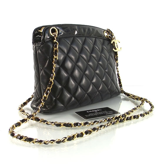 Lambskin Patent Quilted Shoulder Bag