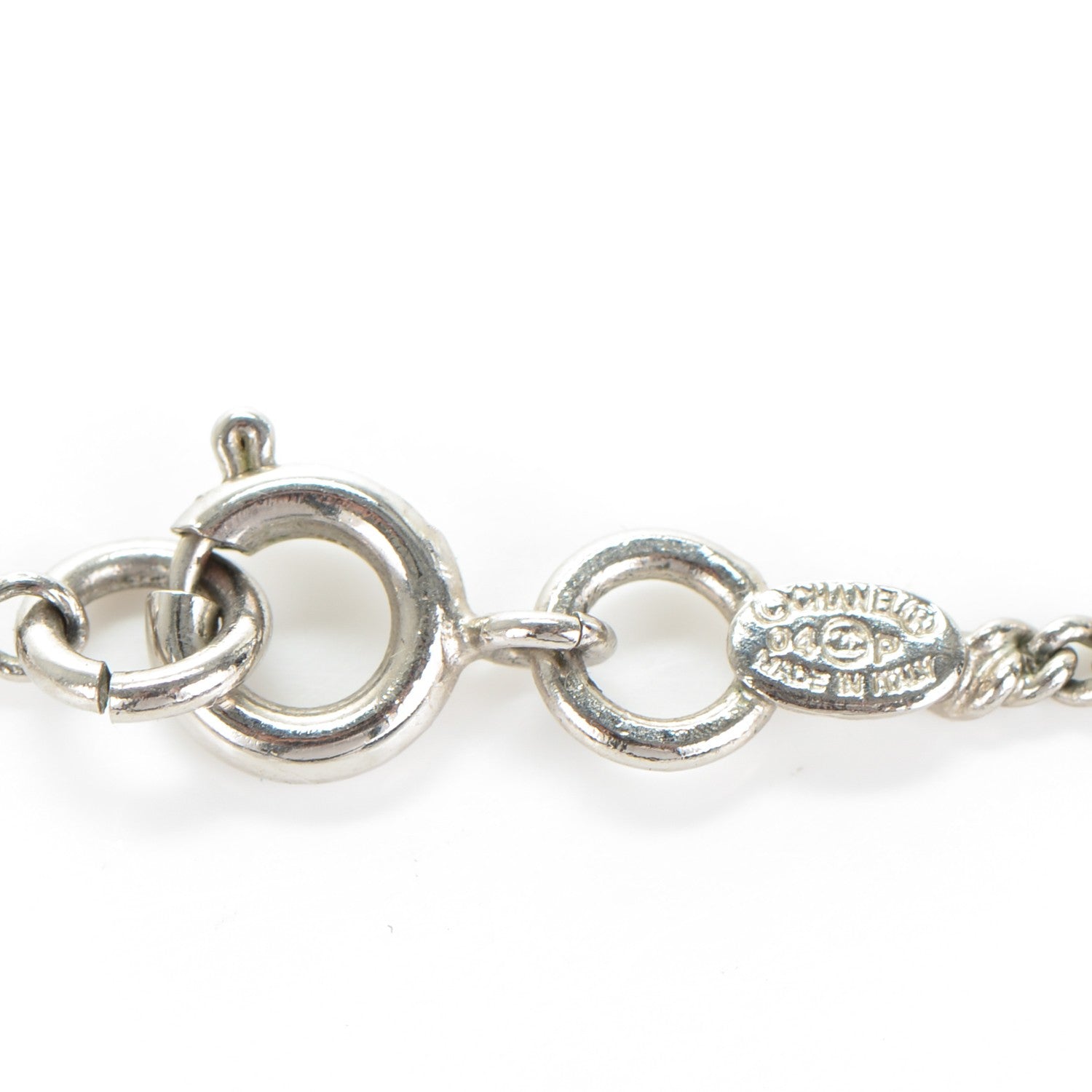 Chanel Enamel Heart CC Charm Necklace Silver 4 of 5