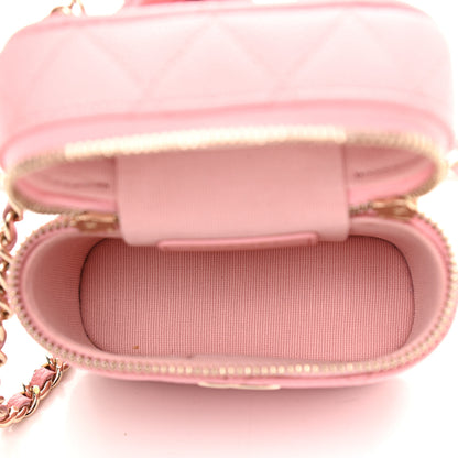 Chanel Caviar Quilted Small Handle With Care Vanity Case With Chain Pink 5 of 10