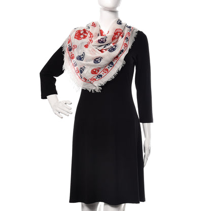 Alexander McQueen Modal Silk Bicolor Skull Scarf White 2 of 6