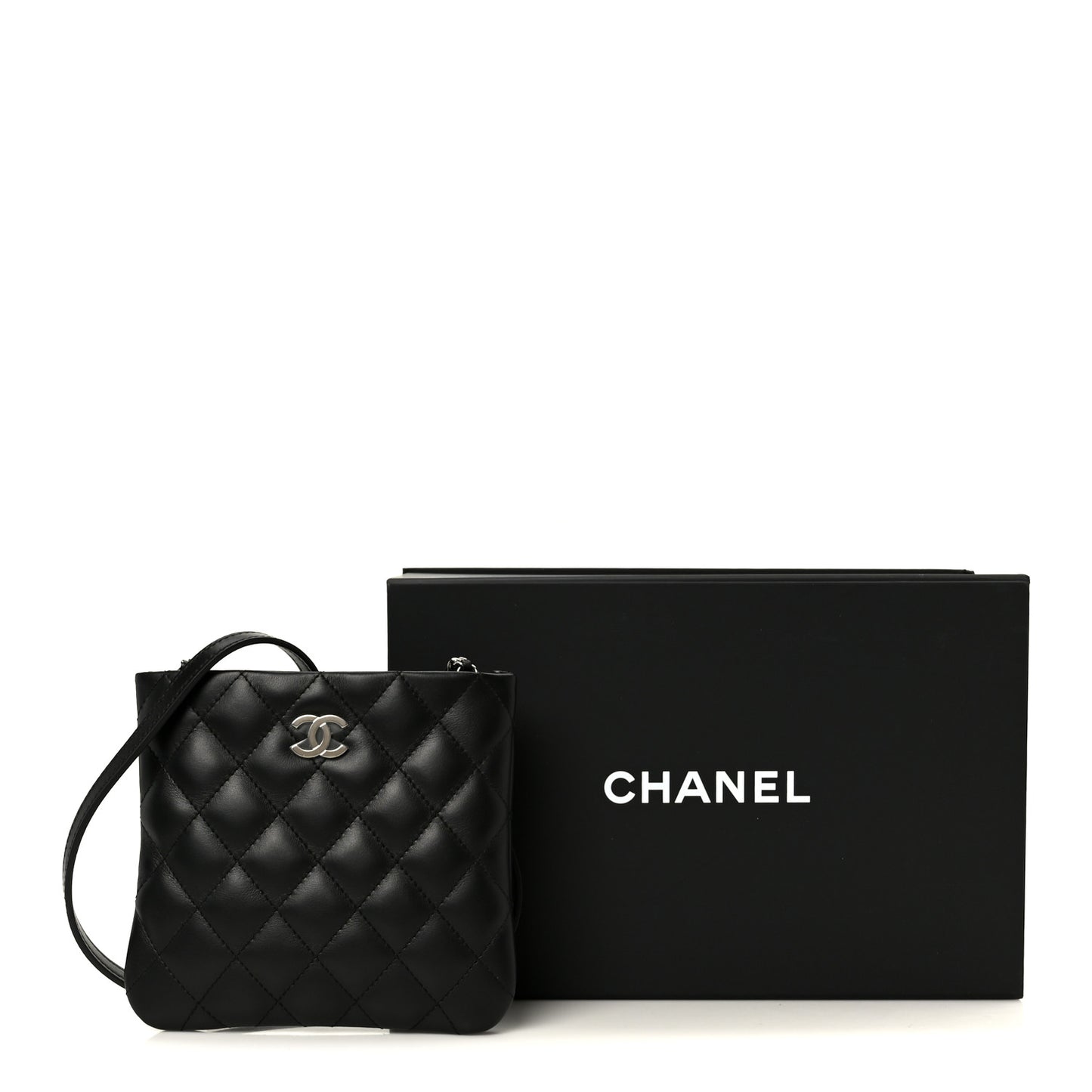 Lambskin Quilted Uniform Crossbody Bag Black