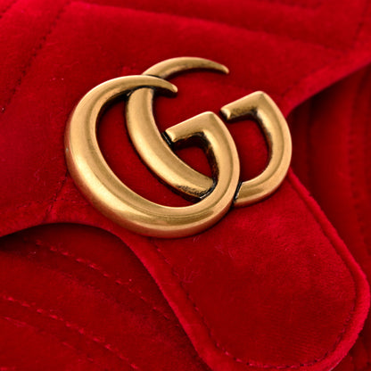 Gucci Velvet Matelasse Mini GG Marmont Shoulder Bag Hibiscus Red 12 of 12