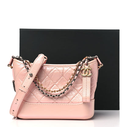 Chanel Iridescent Aged Calfskin Quilted Small Gabrielle Hobo Rose 11 of 11