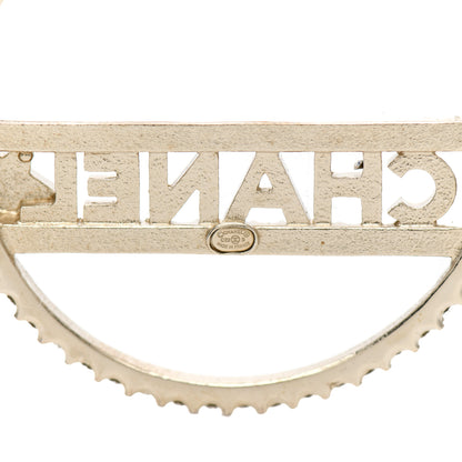 Chanel Crystal Logo Hoop Earrings Gold 4 of 7