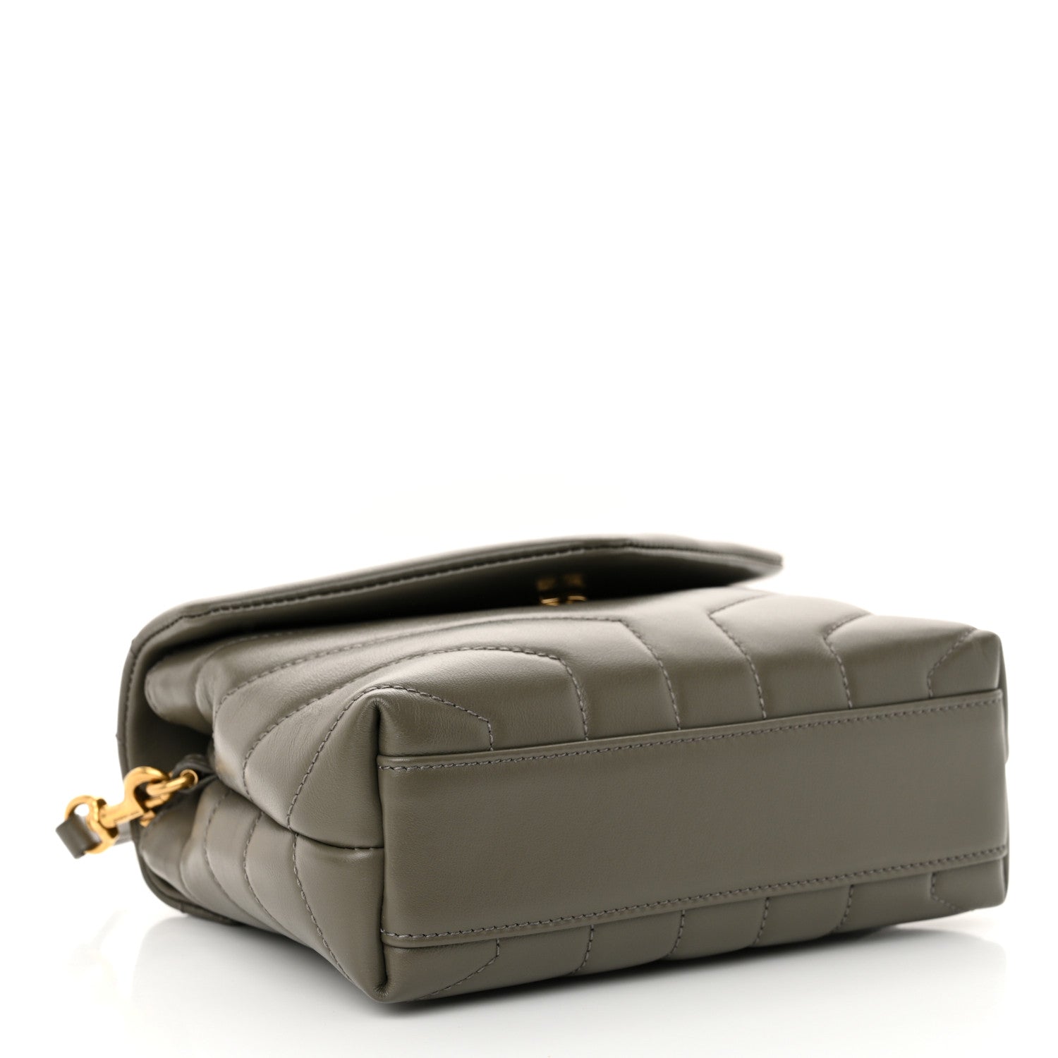 Saint Laurent Calfskin Y Quilted Monogram Toy Loulou Crossbody Bag Grey Kaki 4 of 11