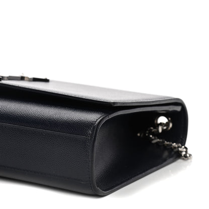 Saint Laurent Grain De Poudre Medium Classic Monogram Kate Satchel Deep Marine 14 of 15