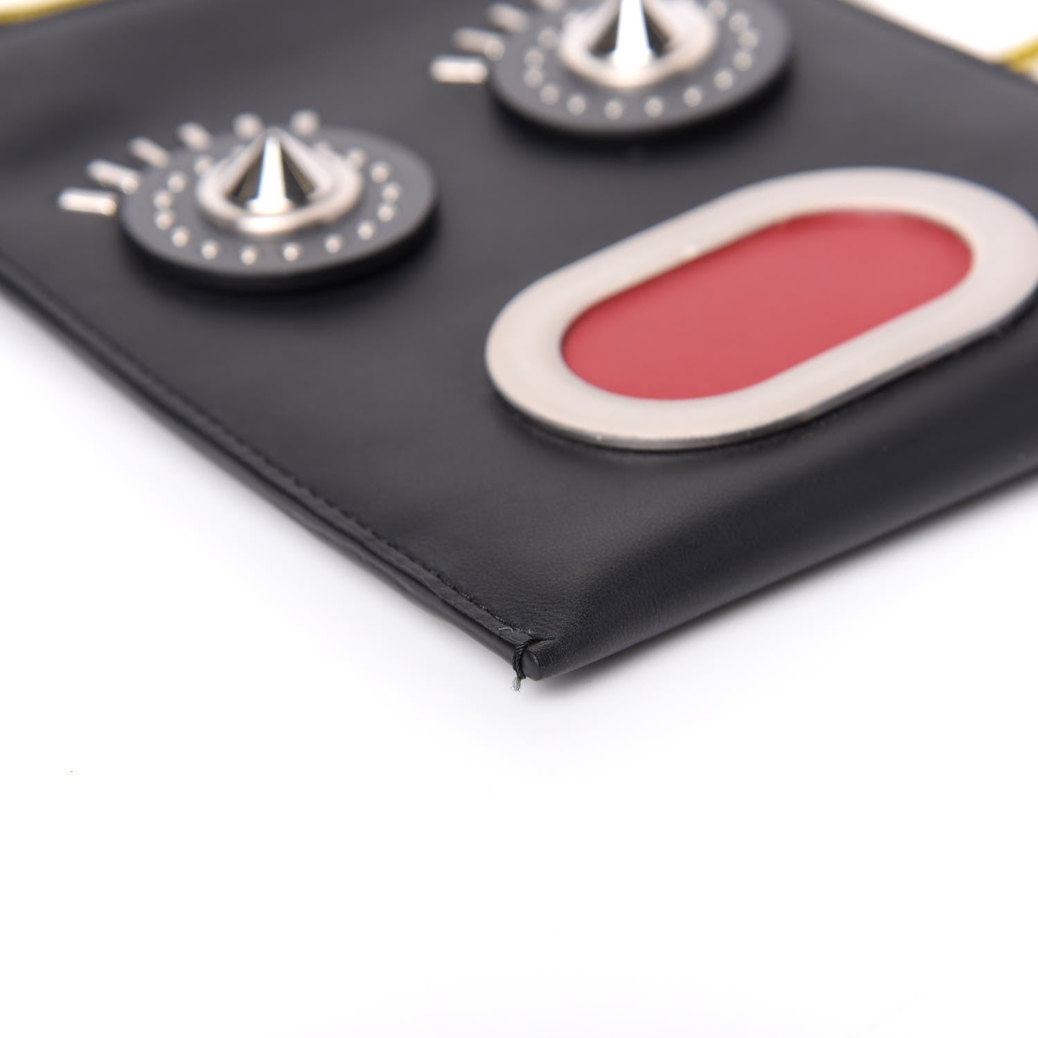 Fendi Vitello Faces Passport Holder Pouch Black Palladio Multicolor 7 of 8