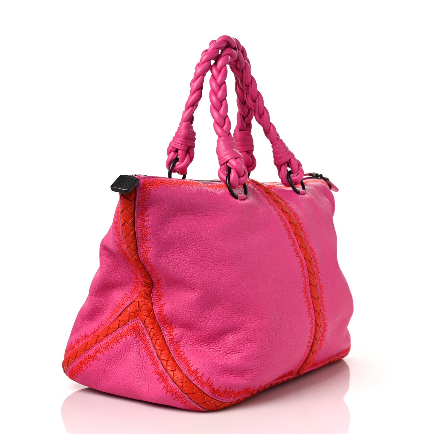 Bottega Veneta Washed Cervo Deerskin Braided Tote Fire Shock 3 of 8