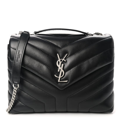 Saint Laurent Calfskin Y Quilted Monogram Small Loulou Chain Satchel Black 1 of 11