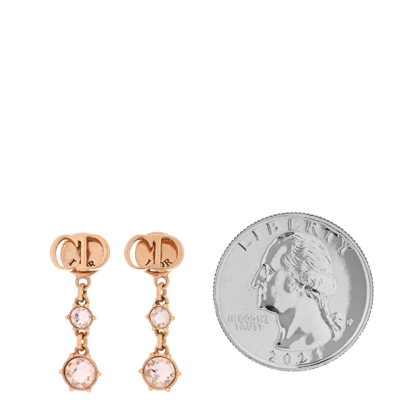 Crystal CD Drop Earrings Rose Gold Pink