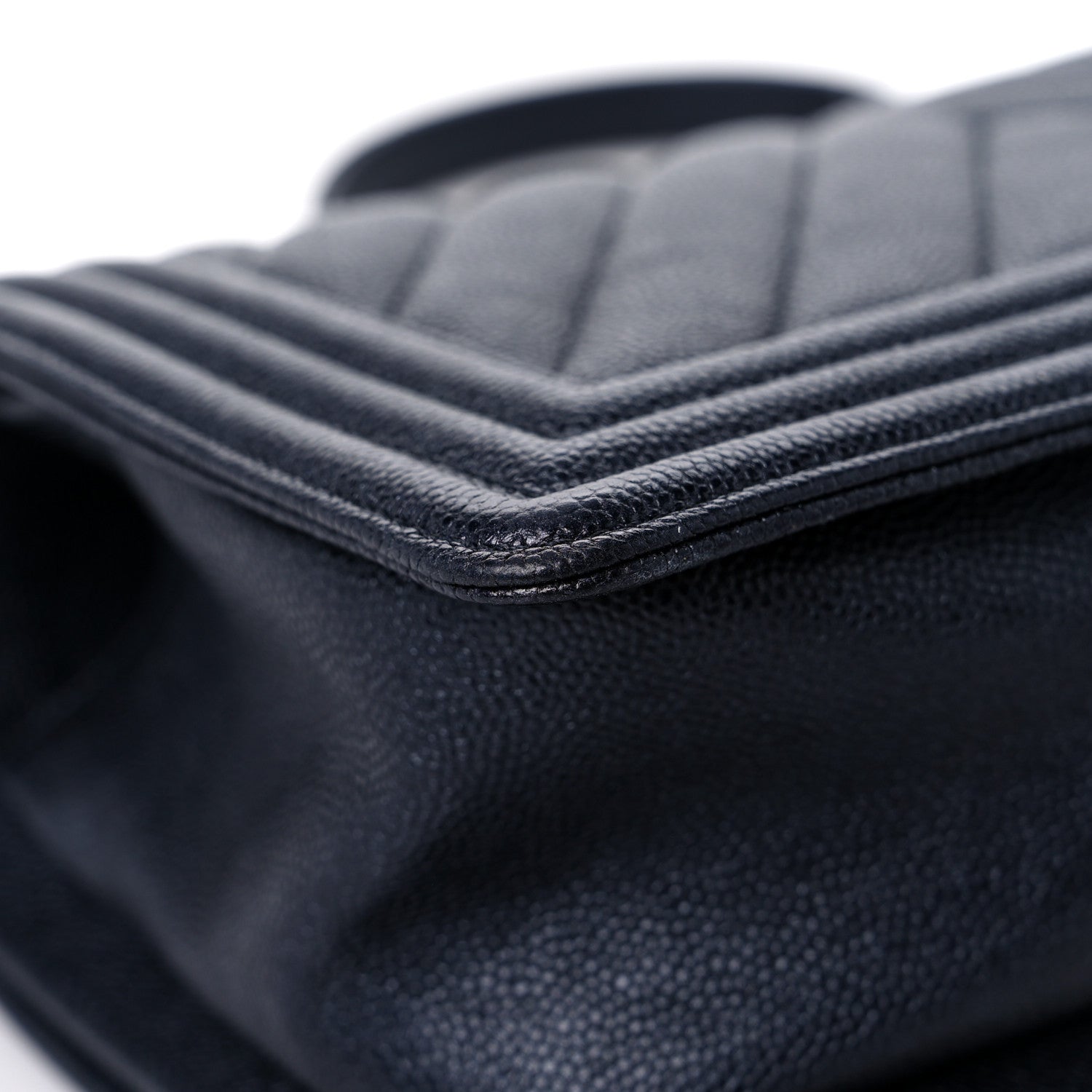 Chanel Caviar Chevron Quilted Medium Boy Flap Navy 10 of 11