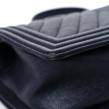 Chanel Caviar Chevron Quilted Medium Boy Flap Navy 10 of 11