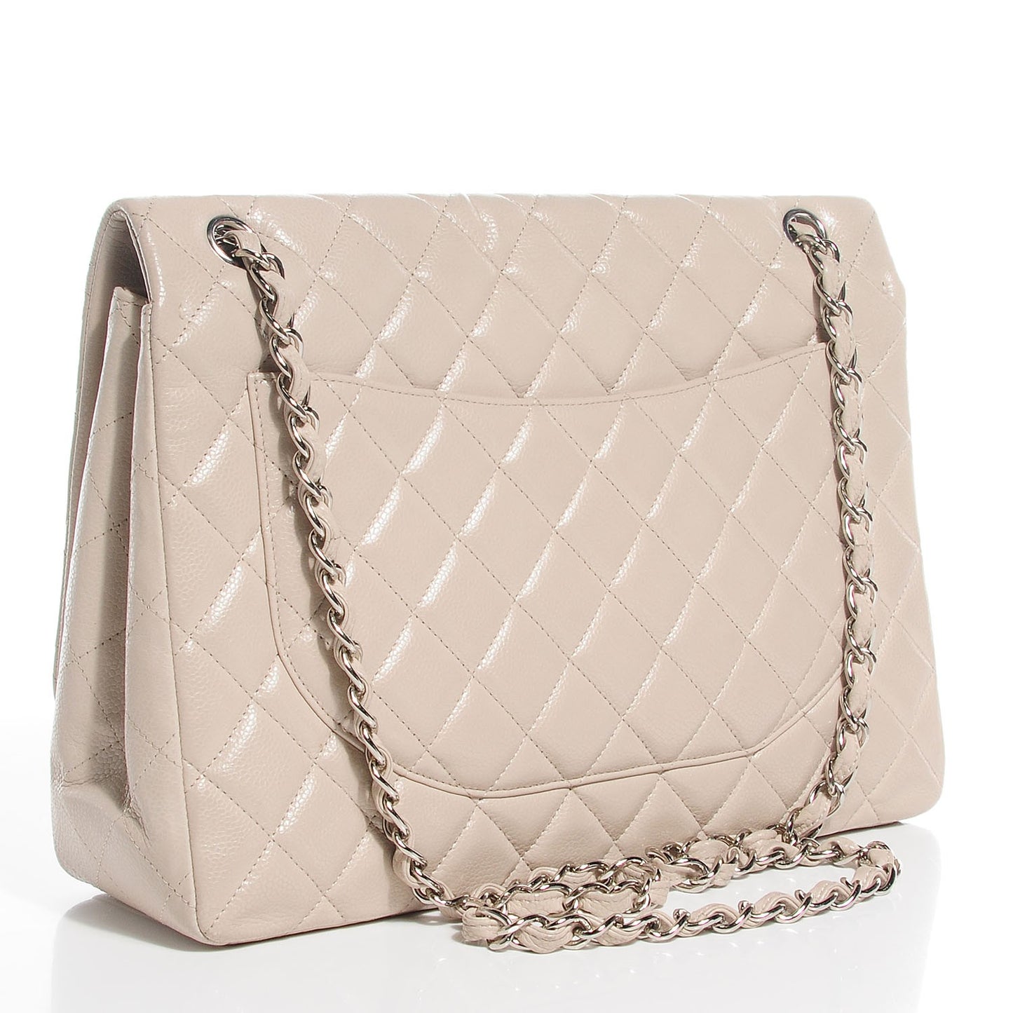 Caviar Maxi Single Flap Ecru