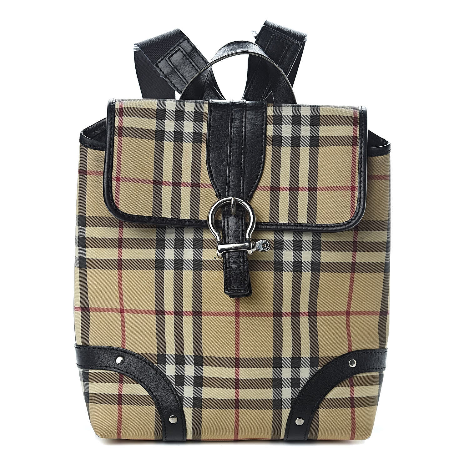 Burberry Canvas House Check Backpack Black 1 of 12