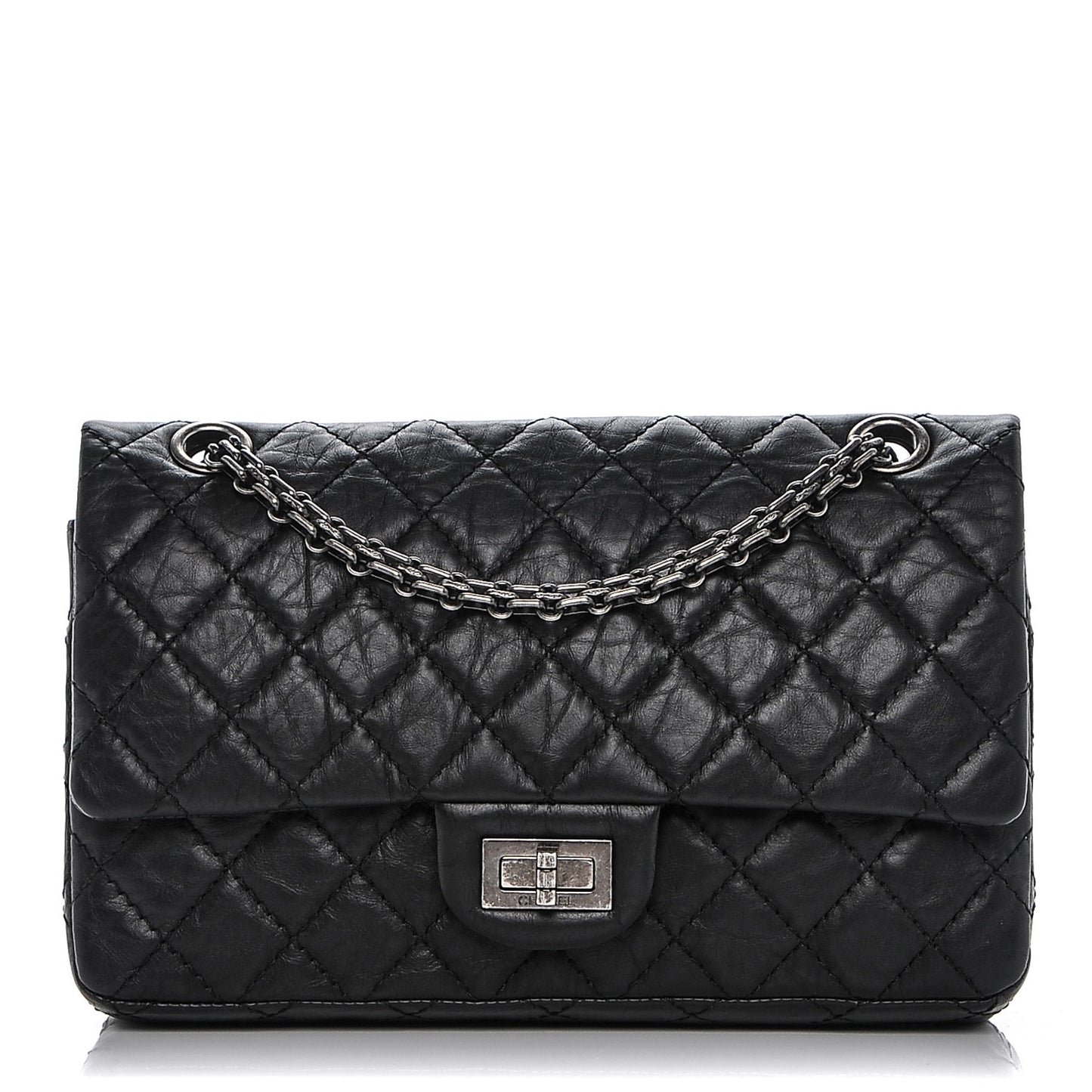 Aged Calfskin Quilted 2.55 Reissue 225 Flap Black