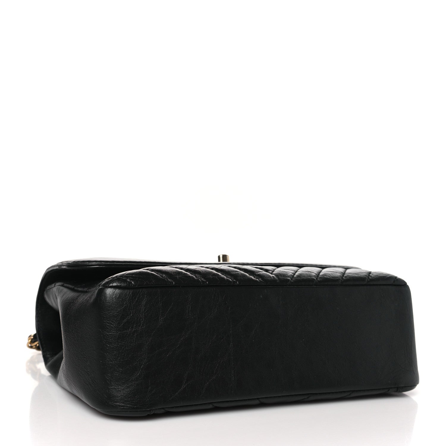 Chanel Calfskin Chevron Quilted Top Handle Flap Black 4 of 10