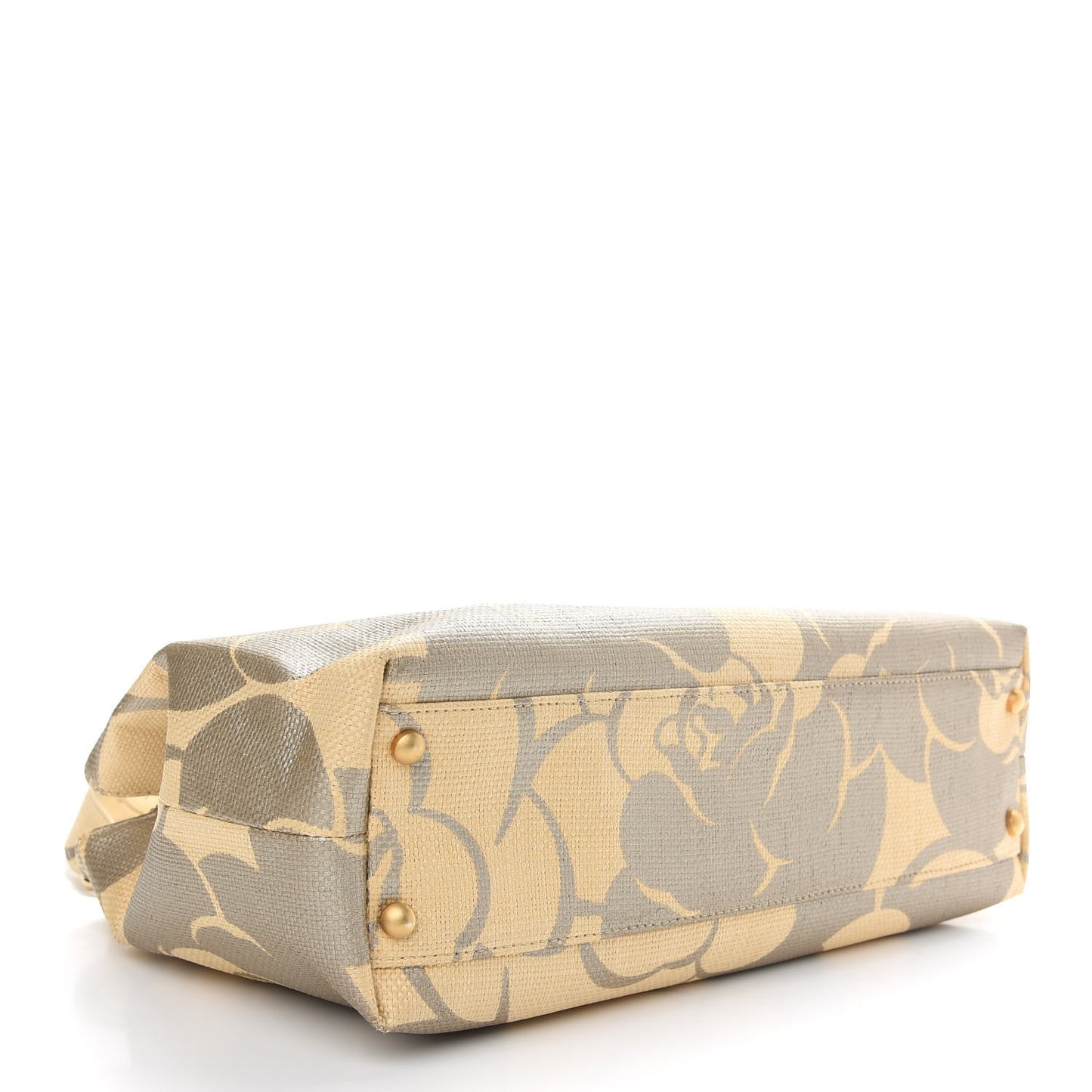 Canvas Camellia Printed Shoulder Bag Beige Grey