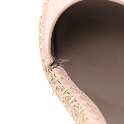 Valentino Garavani Grained Calfskin Rockstud Ankle Strap Espadrille 15/105mm Wedge Sandals 39 Rose Quartz Natural 13 of 14